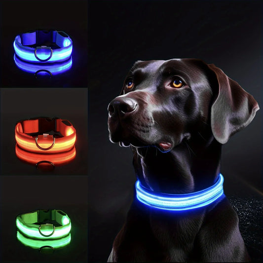 Geometric Patterned Reflective LED Dog Collar